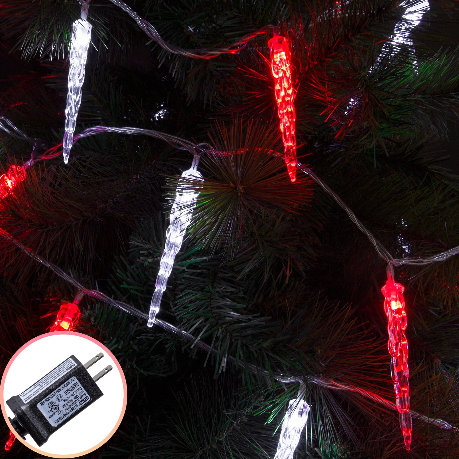 50 Tubes Icicle Christmas Lights Indoor, 25ft Small Icicle Lights